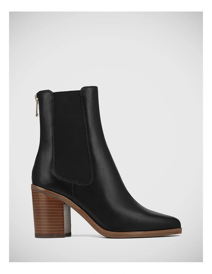 Poliana Leather Ankle Boot in Black