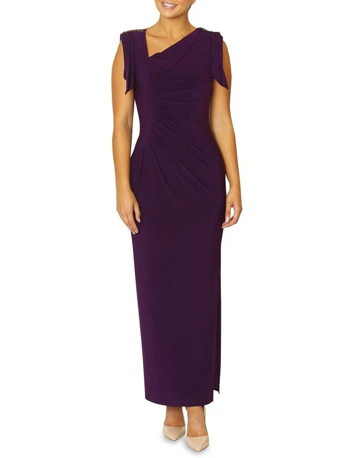 Hebe Mulberry Jersey Gown in Purple