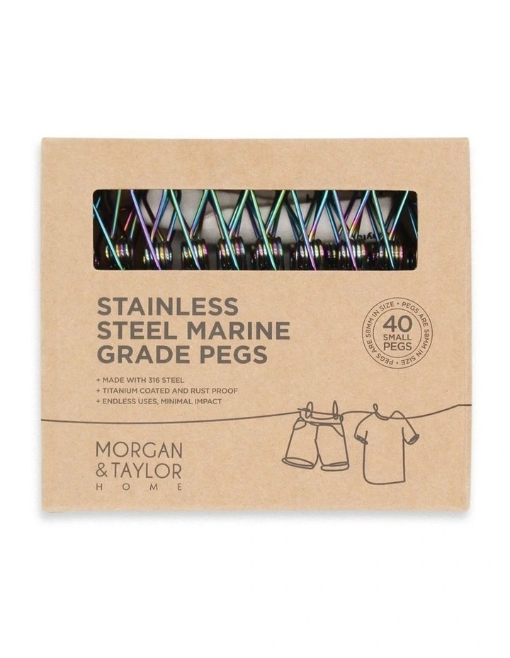 Small Stainless Steel Pegs 40 Pack in Rainbow