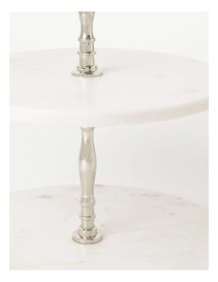 Marble 30cm 2 Tier Cake Plate