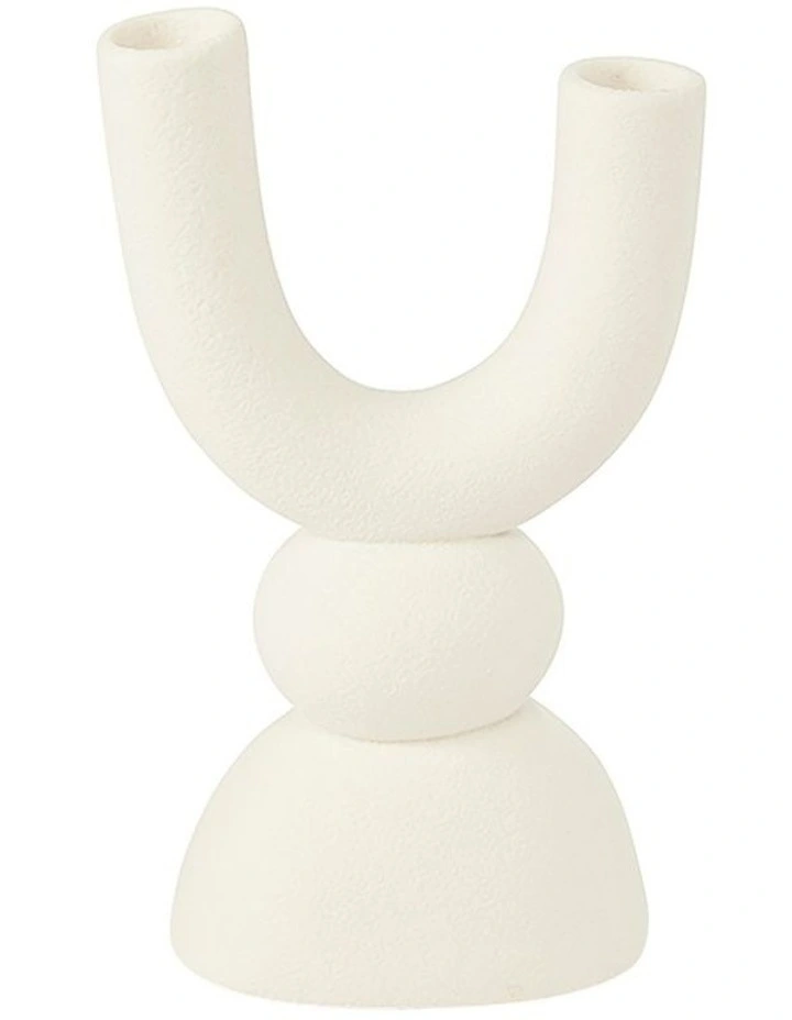 Double Candle Holder in White