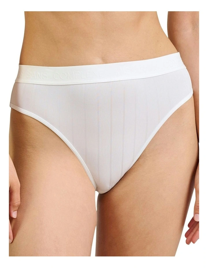 Sydney Ribbed High Waist High Cut Brief in Pure White