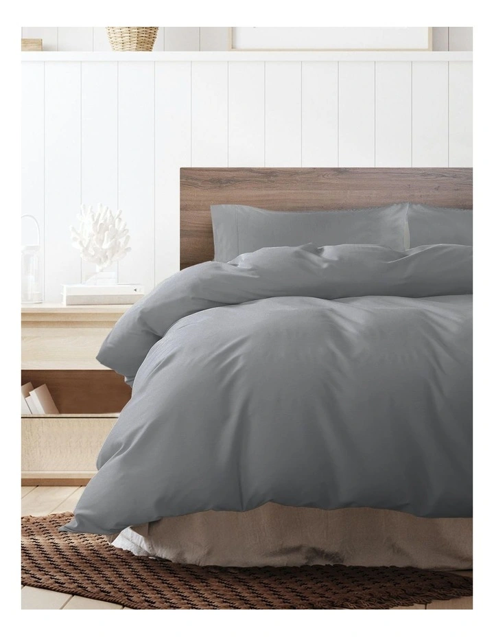 1000 Thread Count Cotton Blend Queen Quilt Cover Set in Charcoal