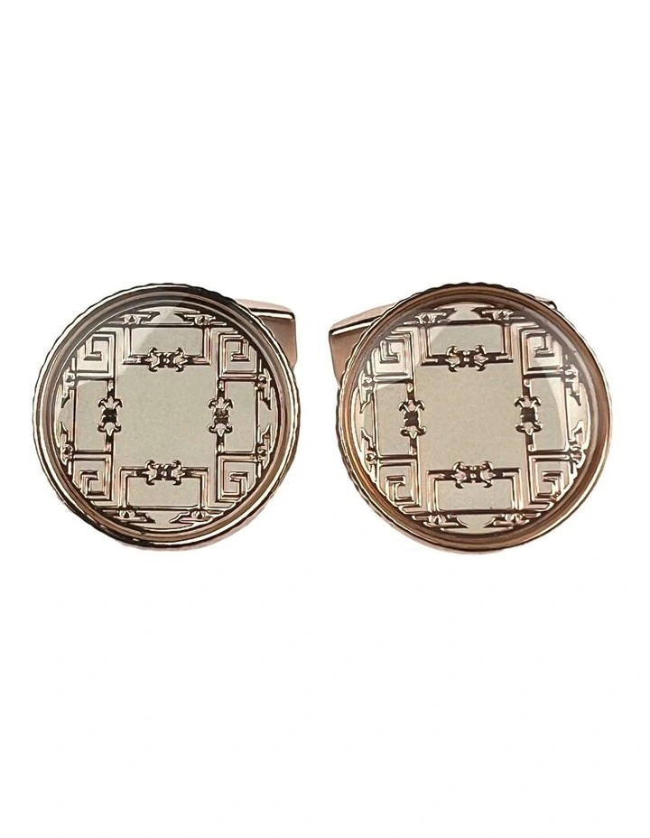 Gilded Round Cufflink in Rose Gold