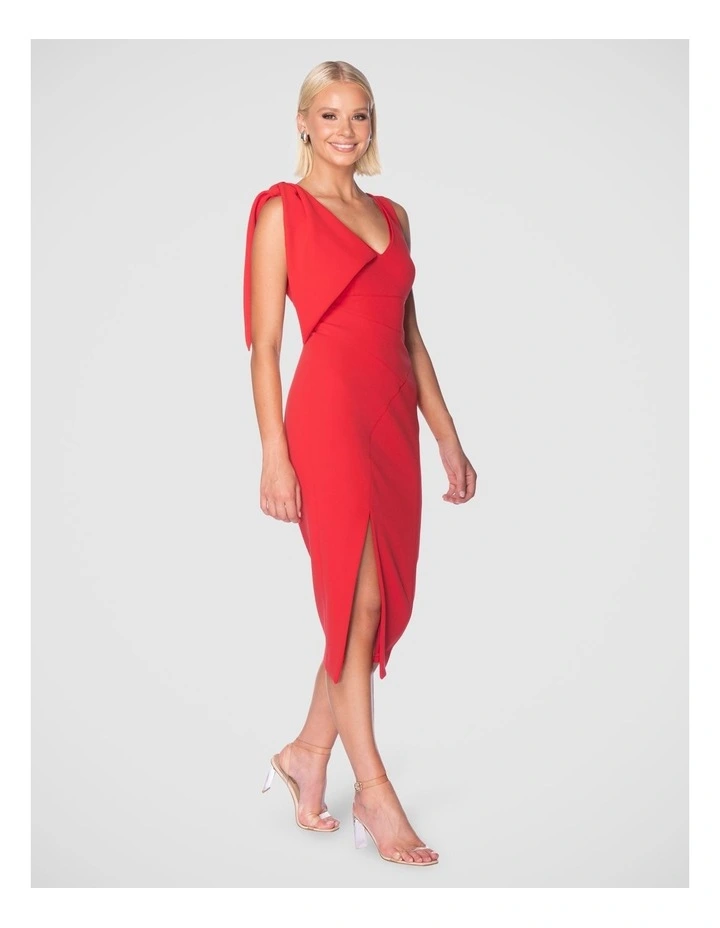 Chasity Midi Dress in Red
