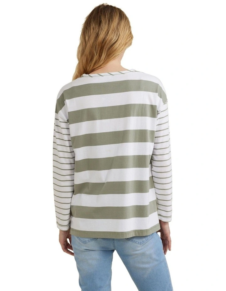 Stripe Tee in Green Mist