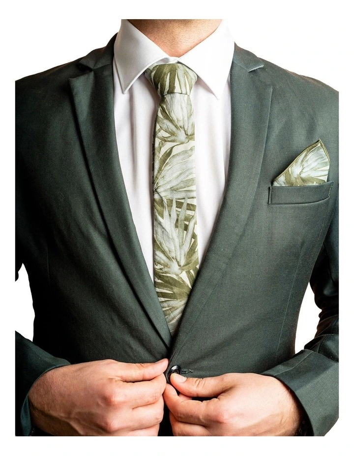 Fan Palm Tie Gift Set in Green