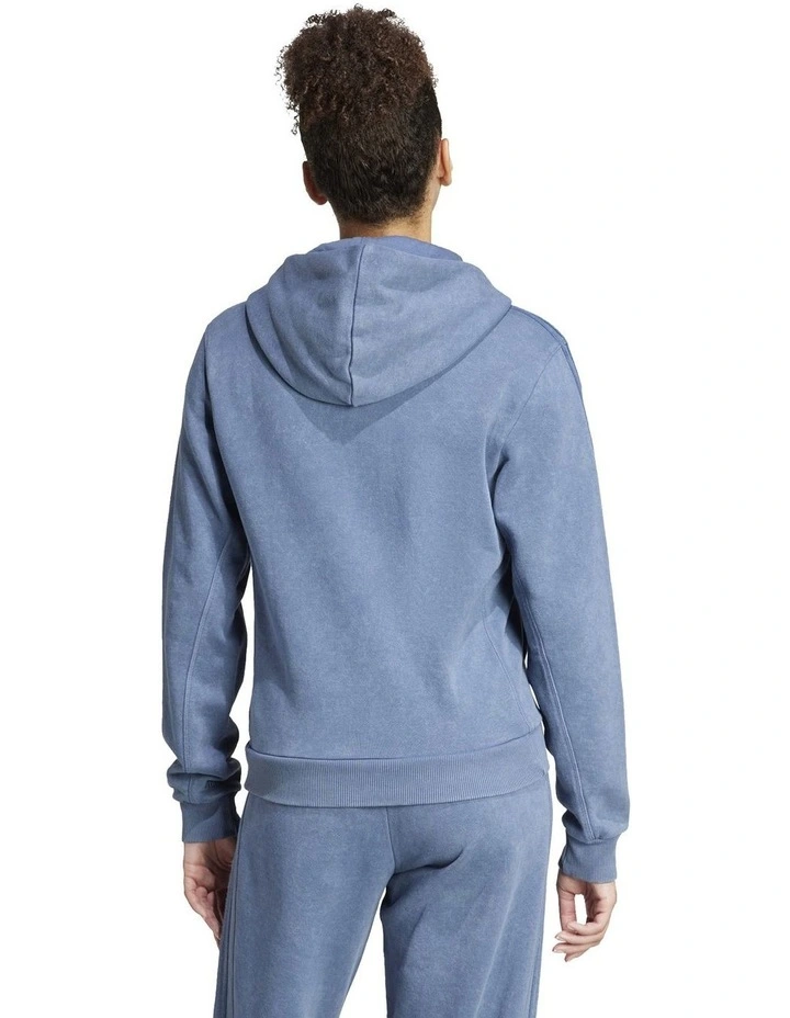 ALL SZN French Terry 3-Stripes Garment Wash Full-Zip Hoodie in Preloved ink