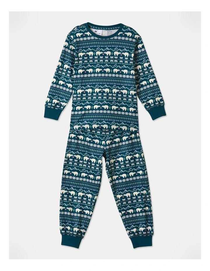 Winter Animals Pyjama Set in Dark Green