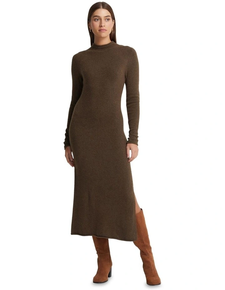 Justine Yak Blend Dress in Dark Olive