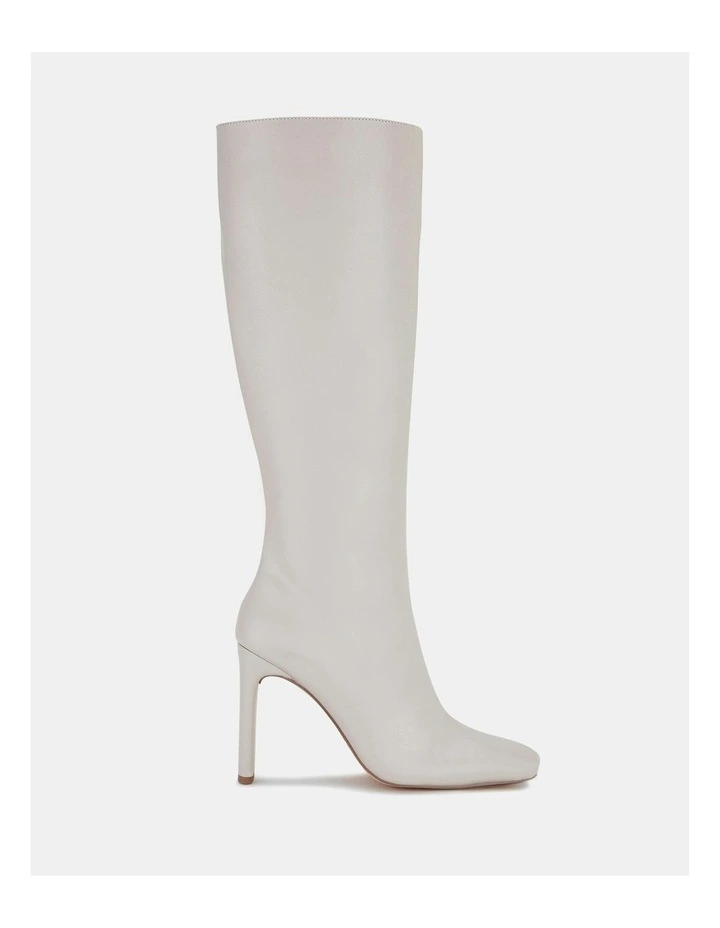 Zodiak Heeled Boots in Cream Smooth