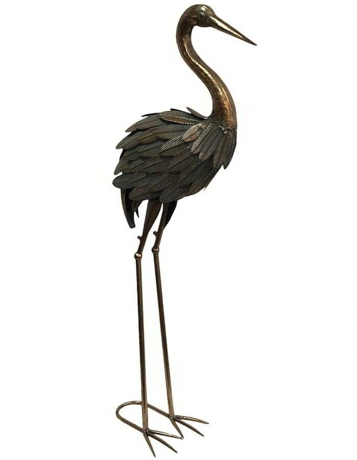 Animal Metal Figurine Crane 97cm in Gold