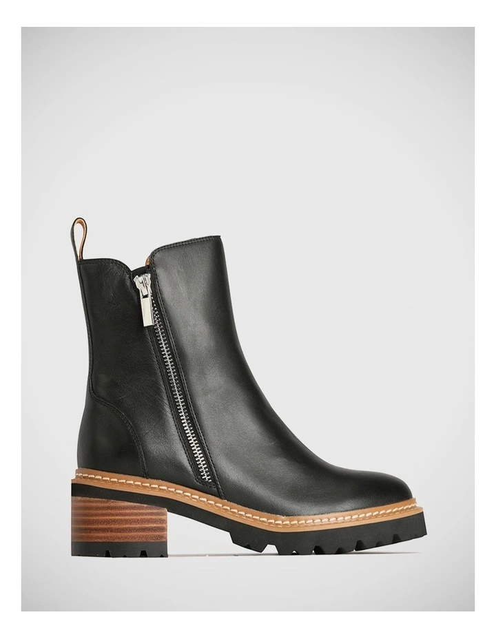 Lindira Leather Ankle Boot in Black