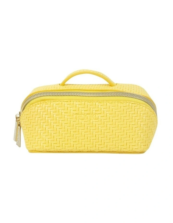 Herringbone Beauty Bag Small in Lemon