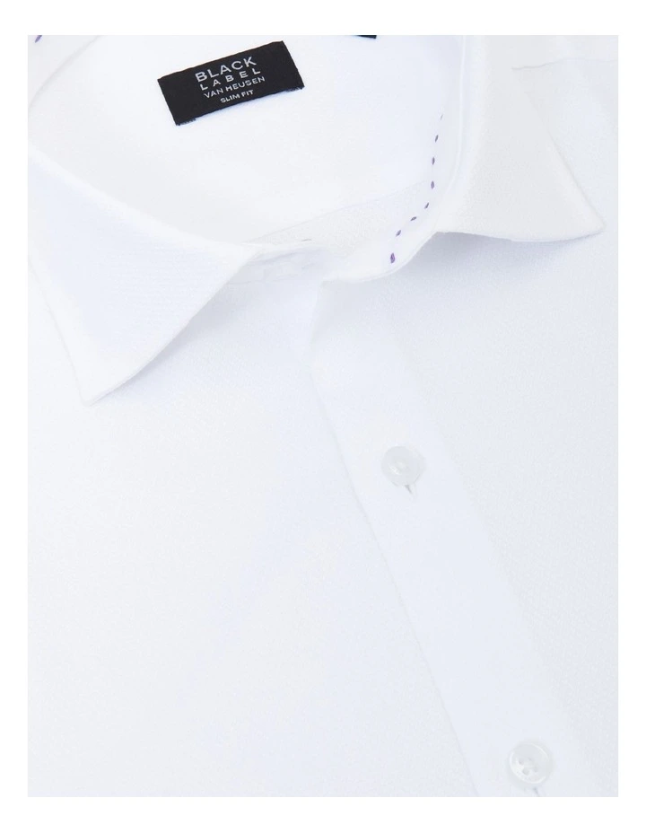 Slim Long Sleeve Plain Dobby Business Shirt in White