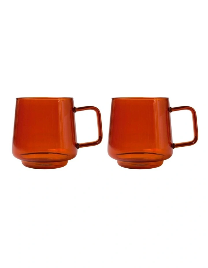 Gift Boxed Blend Sala Glass Cup 350ml Set of 2 in Amber