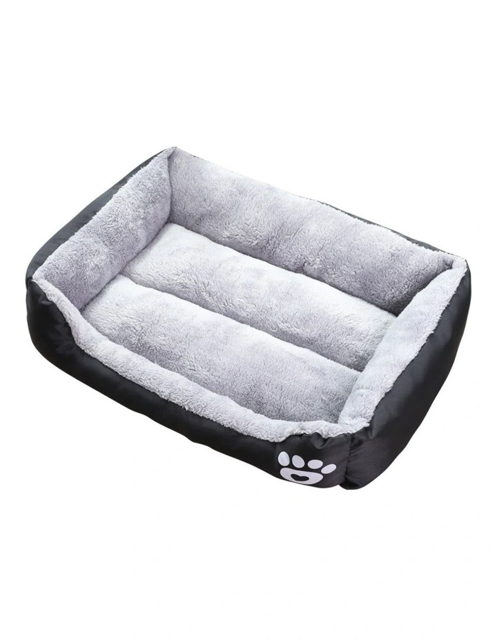 Warm Soft Square Washable Calming Comfy Pet Bed XL in Black