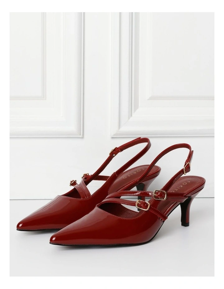 Frankie Heeled Shoe in Wine Patent