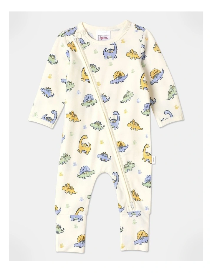 Essential Dino Coverall in Cream