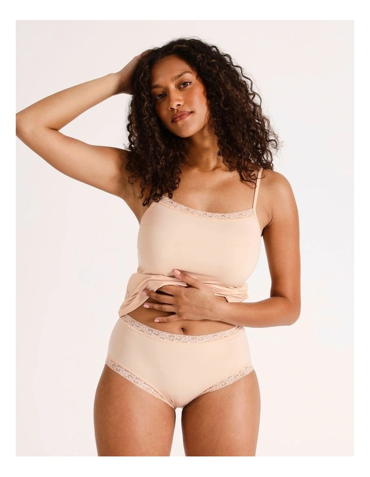 Smooth with Lace Full Brief in Beige