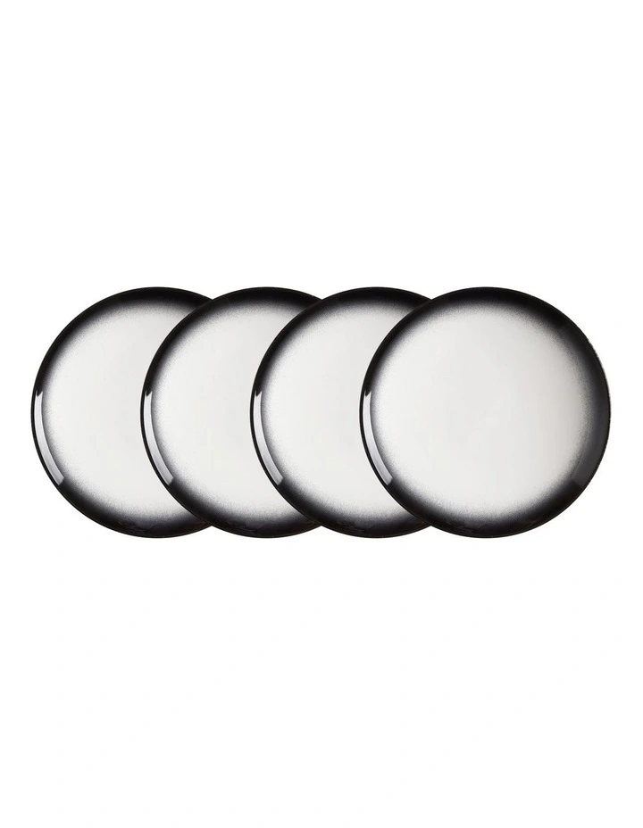 Caviar Granite Coupe Plate 27cm Set Of 4 Black/White