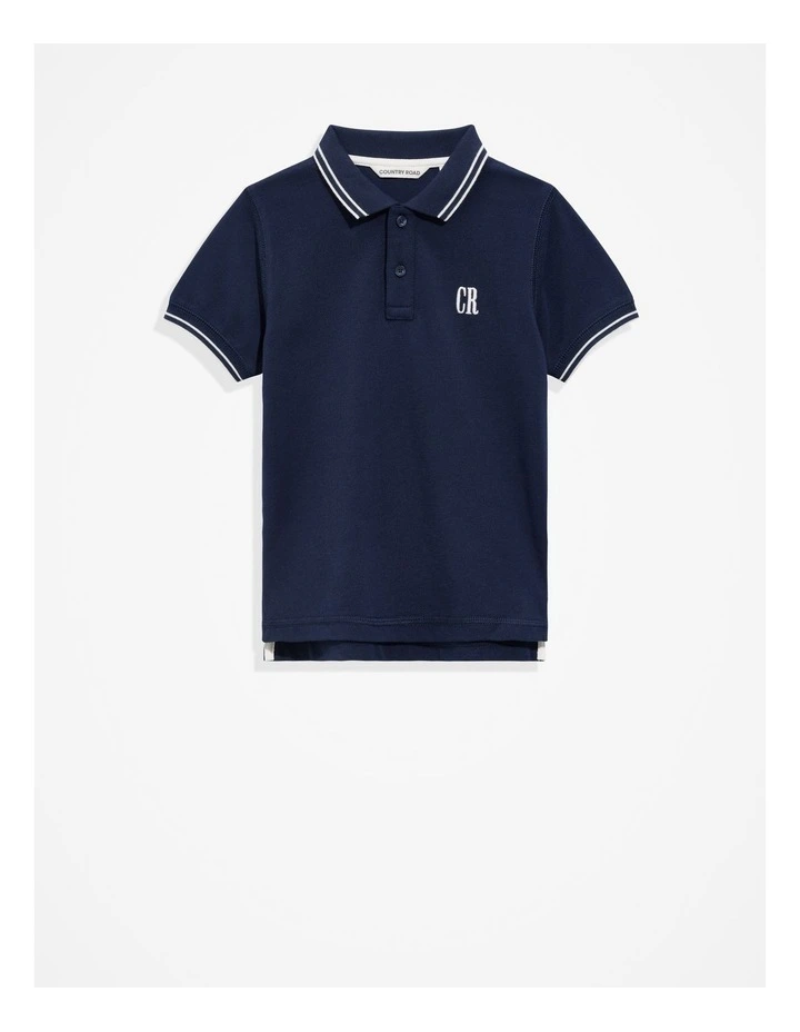 Organically Grown Cotton Logo Polo Shirt in Navy