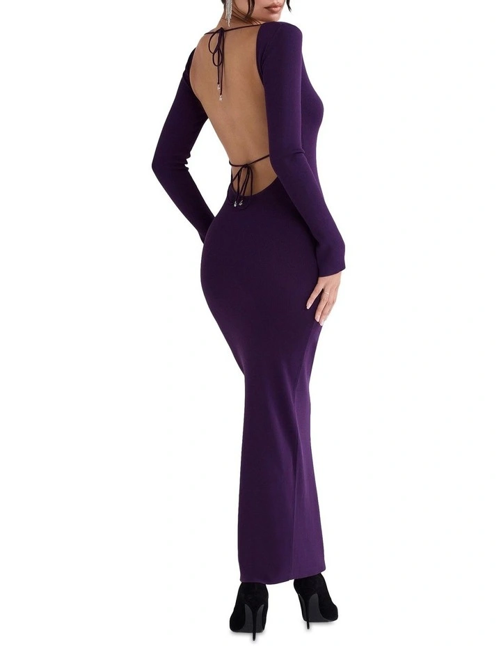Keana Ribbed Knit Maxi Dress in Purple