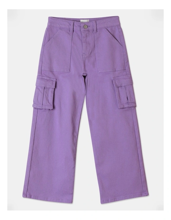 Mid Rise Cargo Jean in Purple