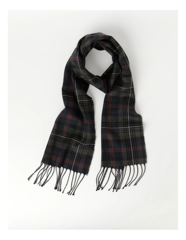 Woven Check Scarf in Grey
