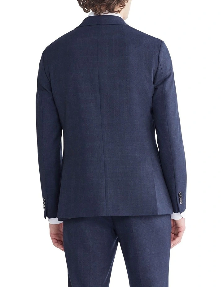 Slim Birdseye Check Suit Jacket in Blue