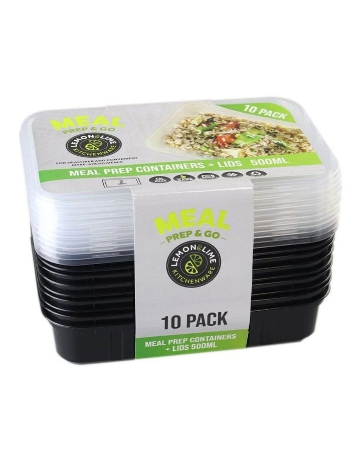10pc 500ml Meal Prep Reusable Containers/Food Storage Assorted