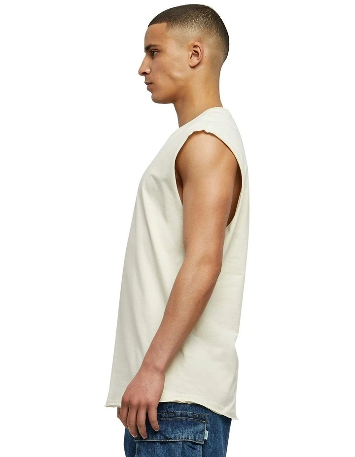Open Edge Sleeveless Tee in White Sand