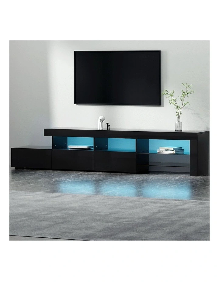 Entertainment Unit TV Cabinet RGB LED 215cm in Black