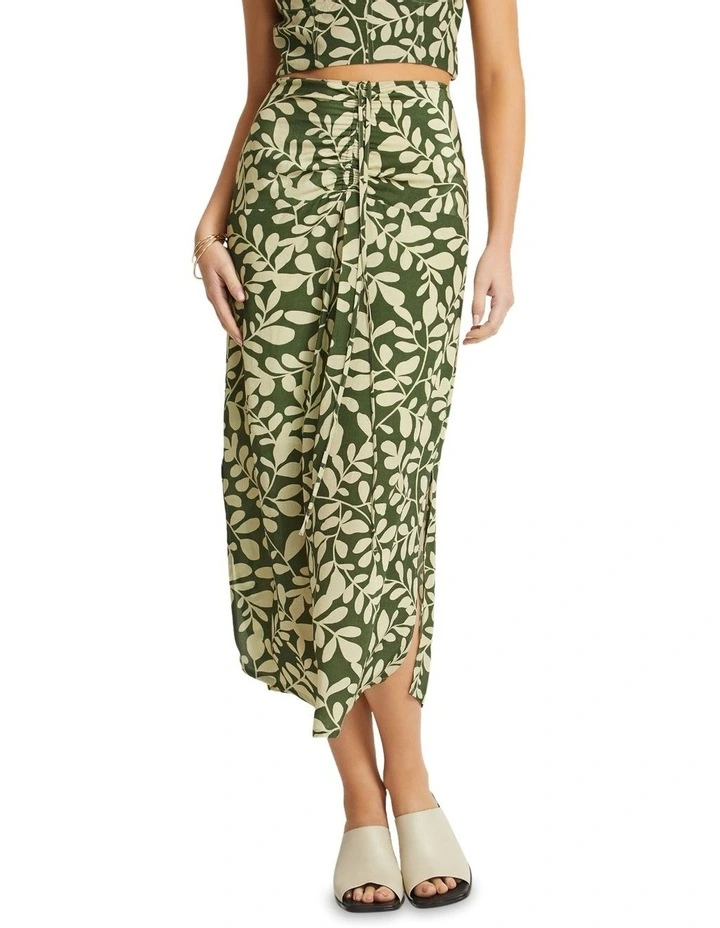 Jade Vine Print Skirt in Olive