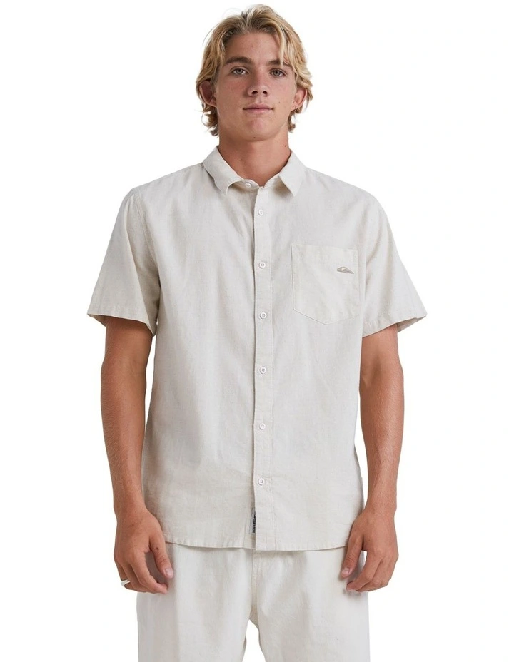 Palm Waves Short Sleeve Shirt in Birch