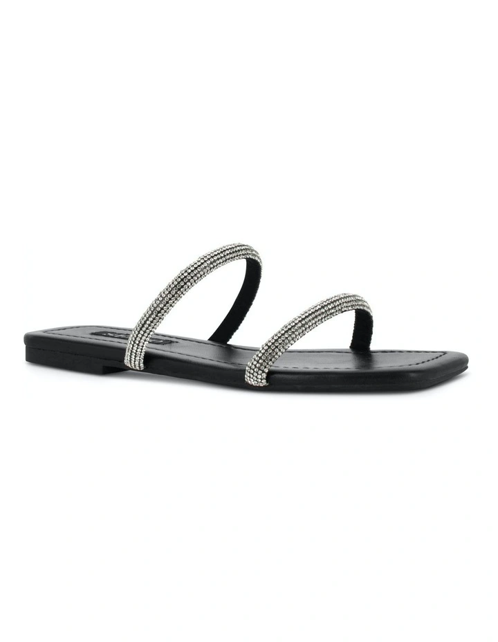 Holly Flat Sandals in Black