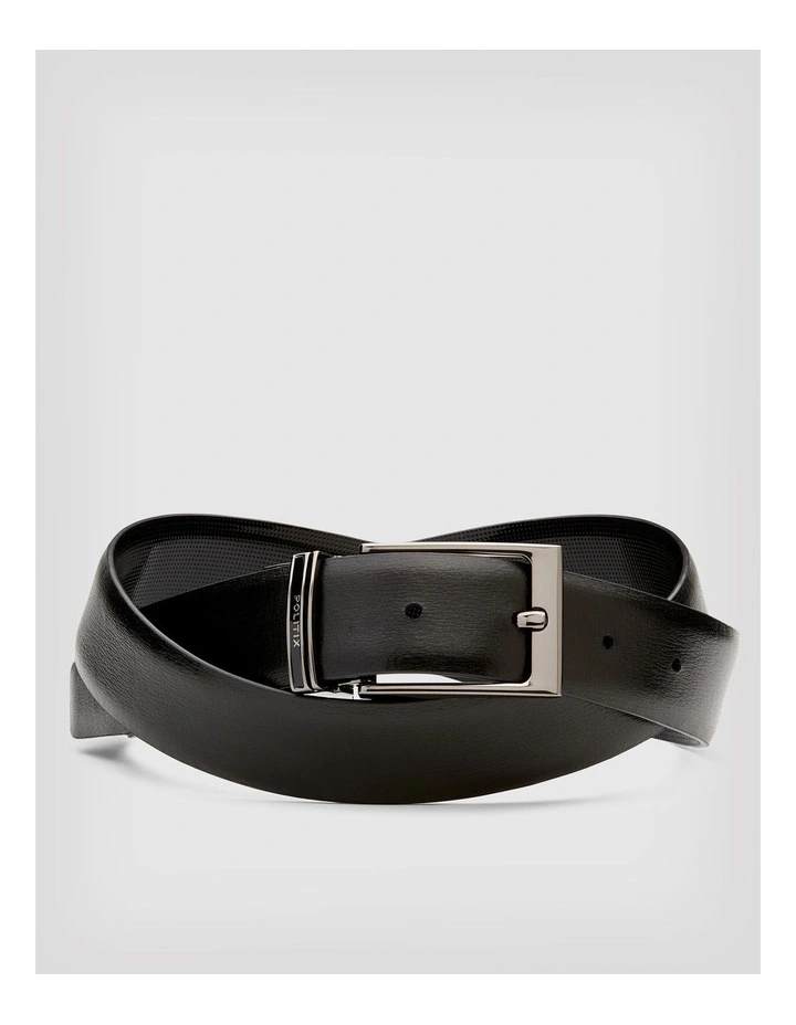 Patent Leather Pin Dot Dress Belt With Pin Buckle in Black/black