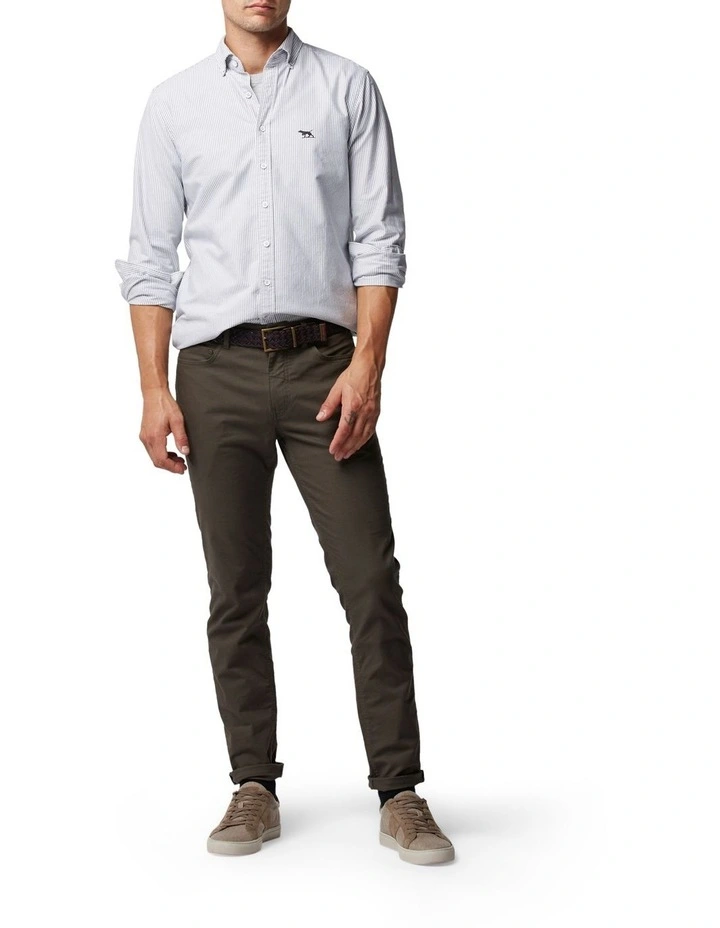 Gunn Oxford Stripe Sports Fit Shirt in Granite