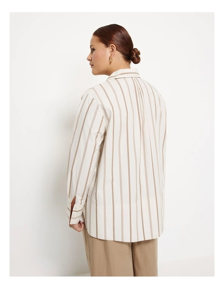 Stripe Split Hem Popover Shirt in Stripe