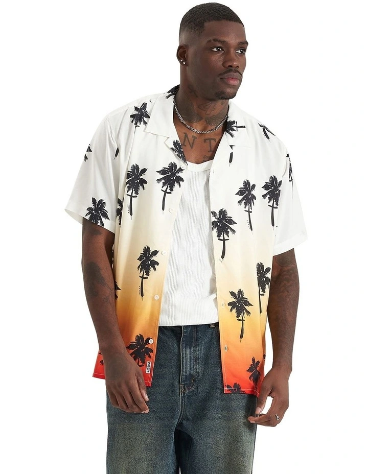 Guff Relaxed Resort Shirt in White/Orange