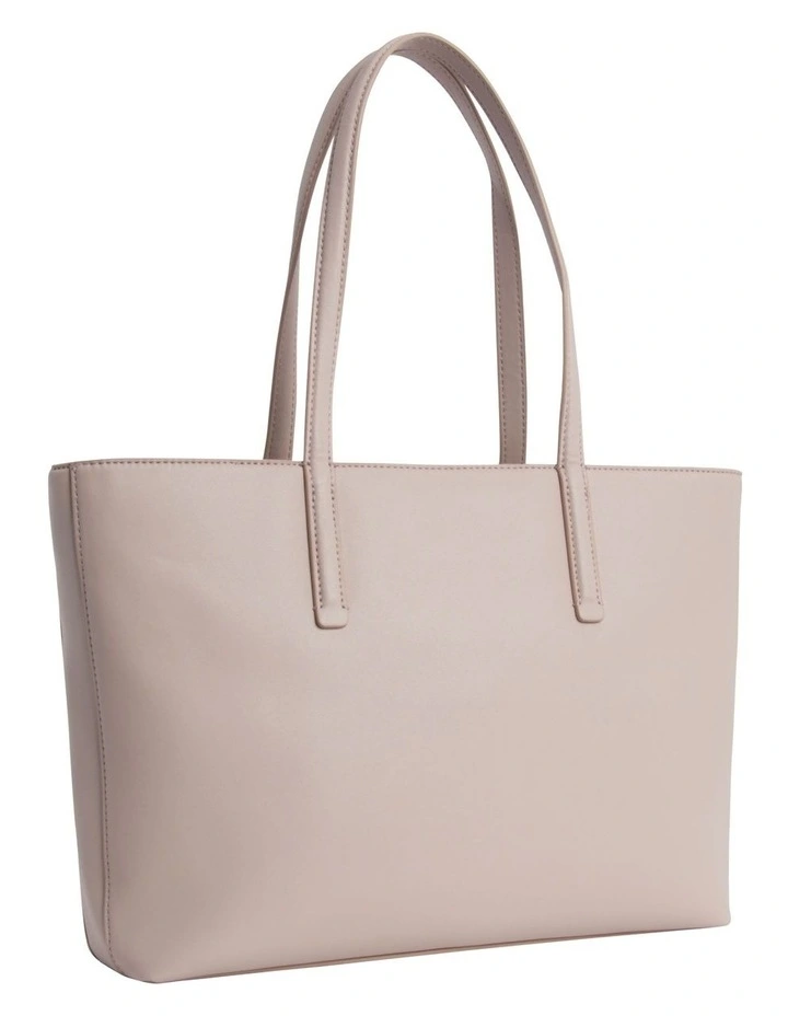 Faux Leather Tote Bag in Beige