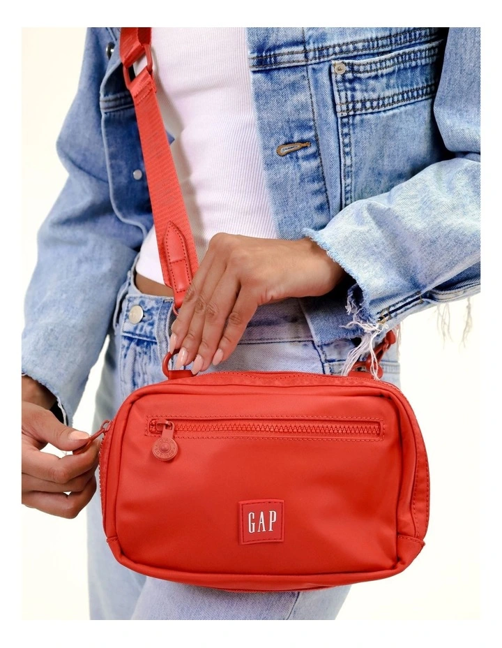 Nylon Slim Cross-Body Bag in Coral
