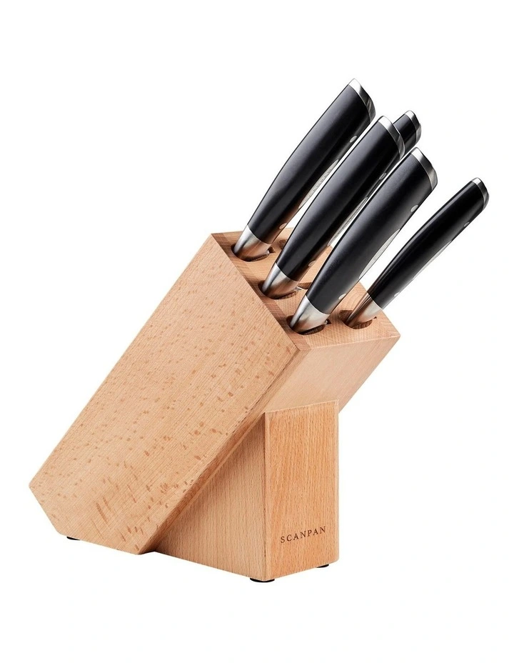 Classic Knife Block Set 6 Piece in Light Brown