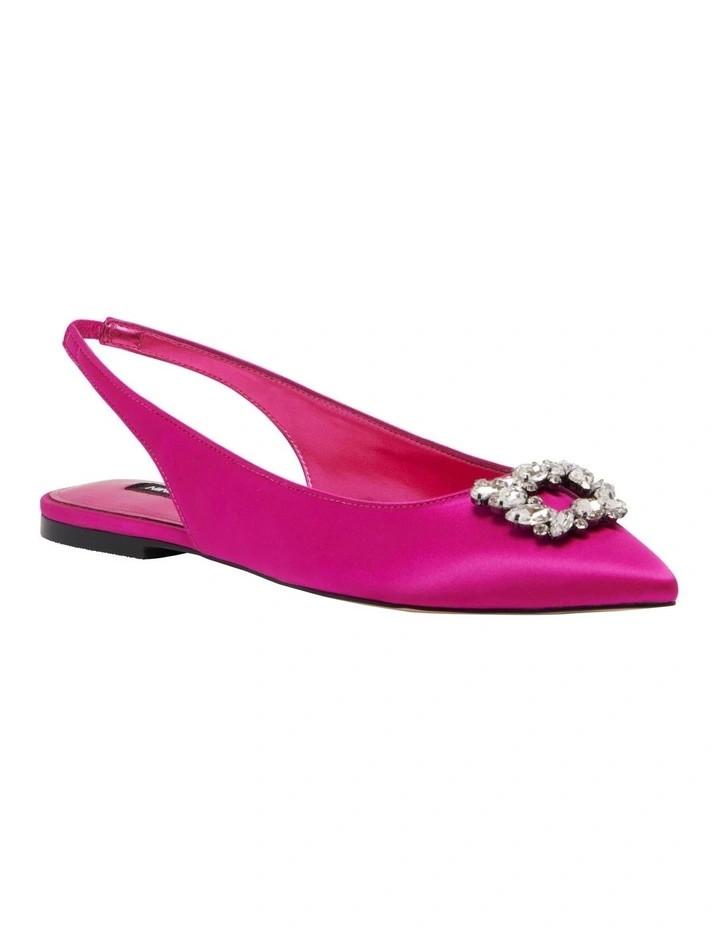 Blingy Slingback Flats in Magenta Pink