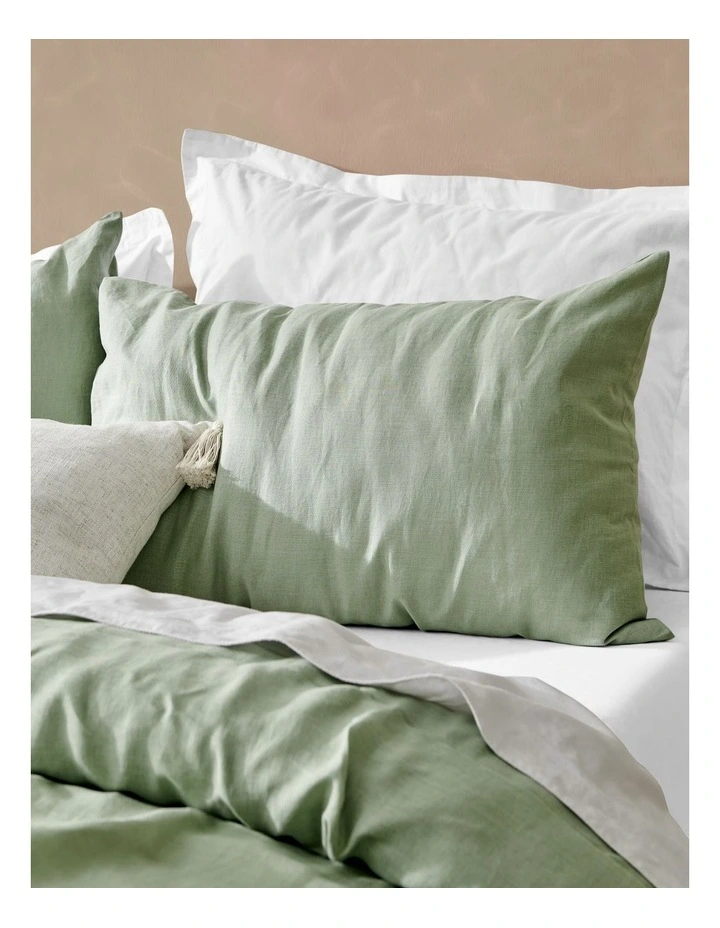 Vintage Washed Hemp Linen Quilt Cover Set in Sage