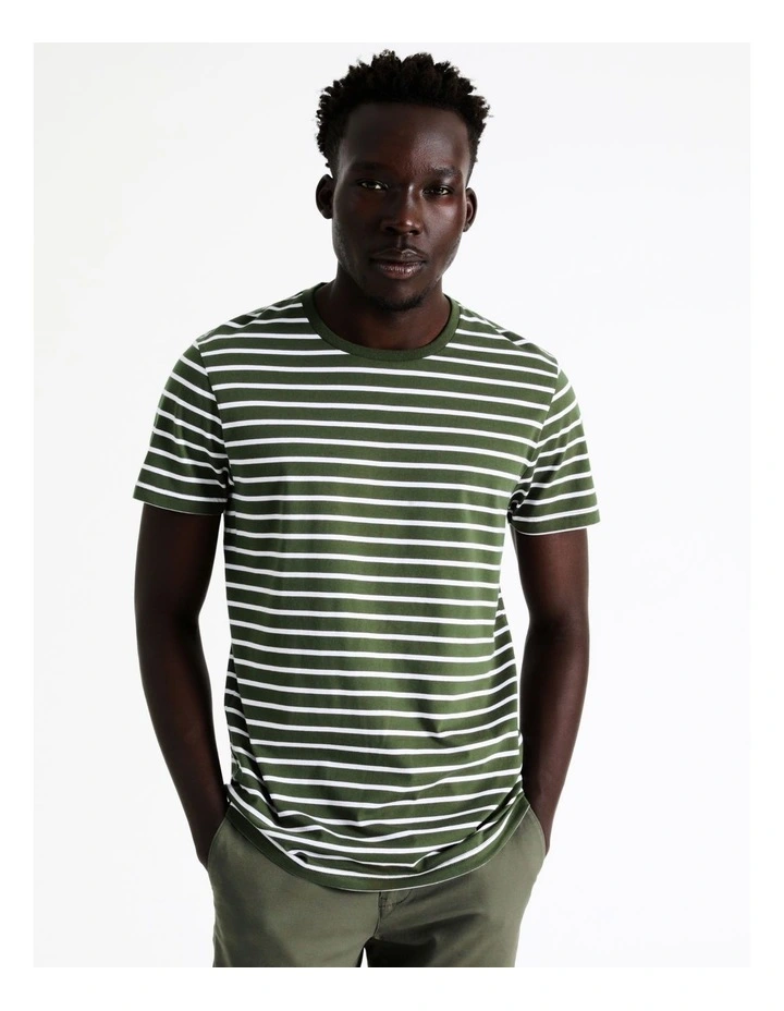 London Stripe Tee in Khaki