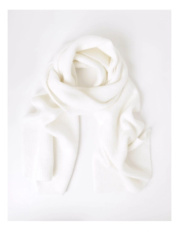 Rib Winter Scarf in White