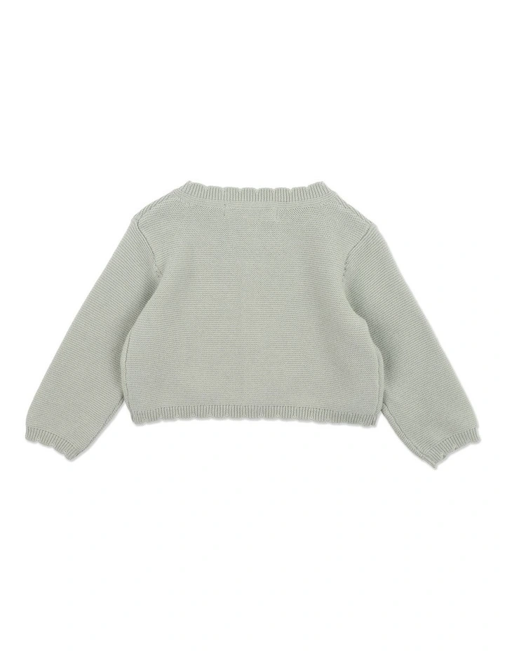 Scalloped Edge Cardigan in Sage