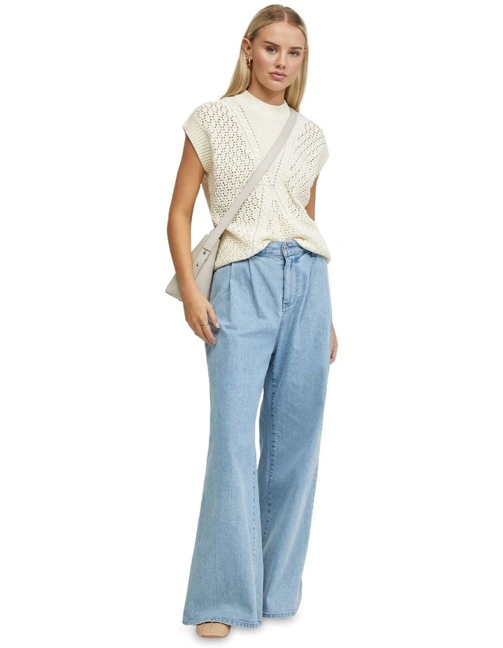 Monica Cable Knit Vest in Cream
