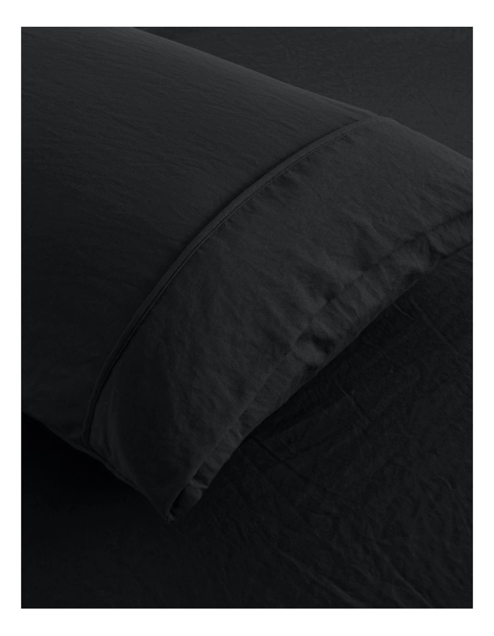 Superfine Washed Microfibre Standard Pillowcase Twin Pack in Black